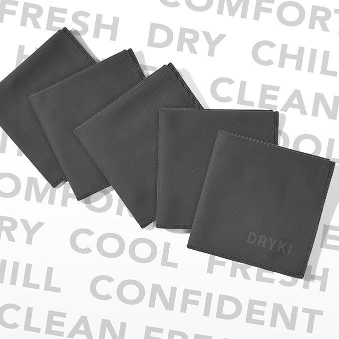 Pocket-Sized Sweat Towels - The Original Sweat Absorbing Handkerchiefs - Quick-Dry Microfiber Sweat Rags for Face, Hands, & Body - Men & Women - Gym, Sports, and Work (Dark Grey: 5 Pack)