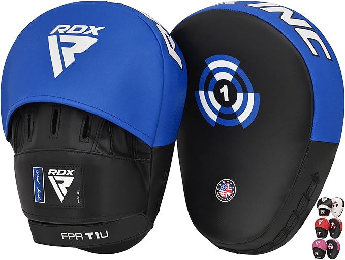 RDX Boxing Pads Focus Mitts, Maya Hide Leather Curved Hook and Jab Target Hand Pads, Great for MMA, Kickboxing, Martial Arts, Muay Thai, Karate Training, Padded Punching, Coaching Strike Shield