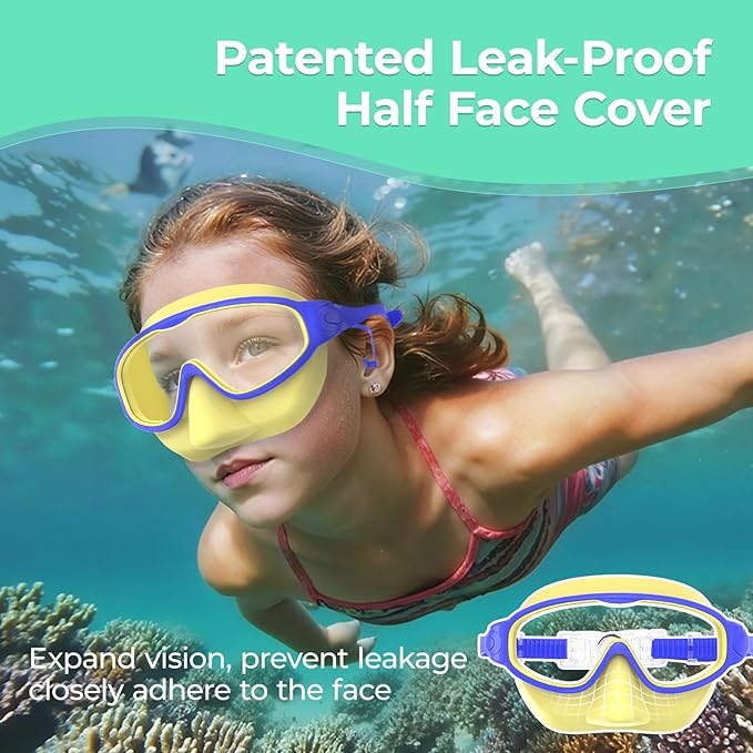 Swim Goggles for Kids 3-15 with Earplugs Large Frame Anti-Fog/UV Swimming Goggles for Boys Girls Toddler 2PCS