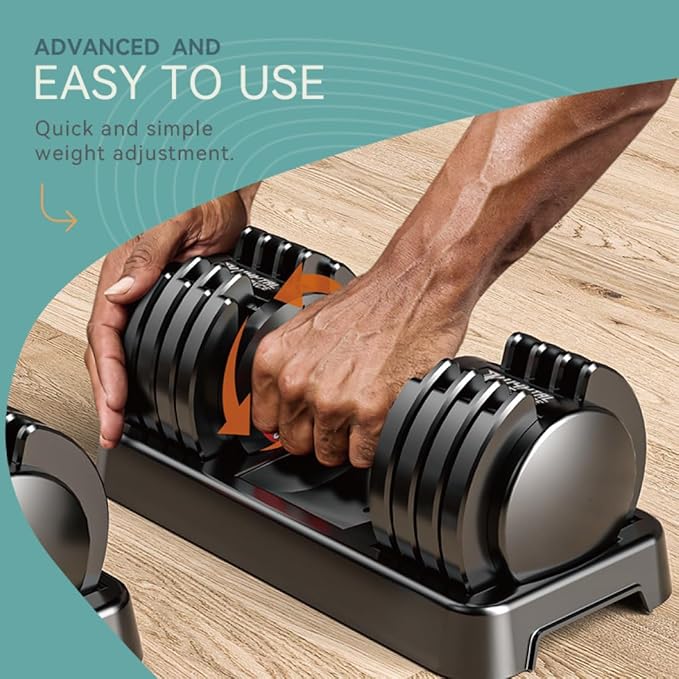 25/55lbs Adjustable Dumbbells Set, Dumbbells with Anti-Slip Metal Handle for Exercise & Fitness Fast Adjust Weight for Full Body Workout Fitness