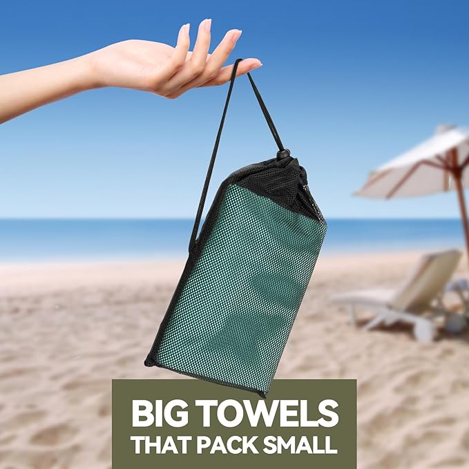 Microfiber Beach Towel-Perfect for Travel, Sports, Camping, Swimming, Yoga, Gym- Quick Dry, Sand Free, Compact, Lightweight, Absorbent (Mint,X-Large(200x90cm, 78x35”))