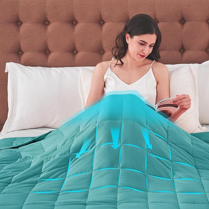 yescool King Size Weighted Blanket for Adults (30 lbs, 80β x 87β, Teal) Cooling Heavy Blanket for Sleeping Perfect for 290-310 lbs, Breathable Blanket for Adults & Couple All Season, Machine Washable