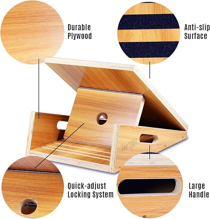 Yes4All Professional Incline Board, Slant Board Calf Stretching, Squat Wedge and Anti-Slip Surface, Portable Side Handle