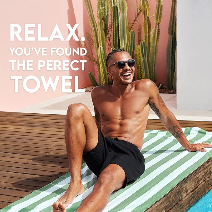 Dock & Bay Beach Towel - Quick Dry, Sand Free - Compact, Lightweight - 100% Recycled - Includes Bag - Cabana - Cayman Khaki - Extra Large (200x90cm, 78x35)