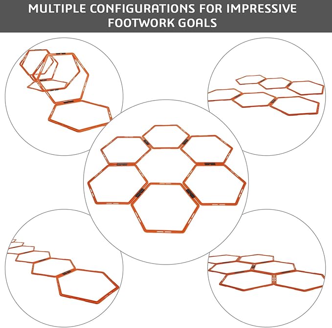 Yes4All Hex Agility Rings/Speed Rings with Carrying Bag – Hexagon Rings, Agility Hurdles for Agility Footwork Training