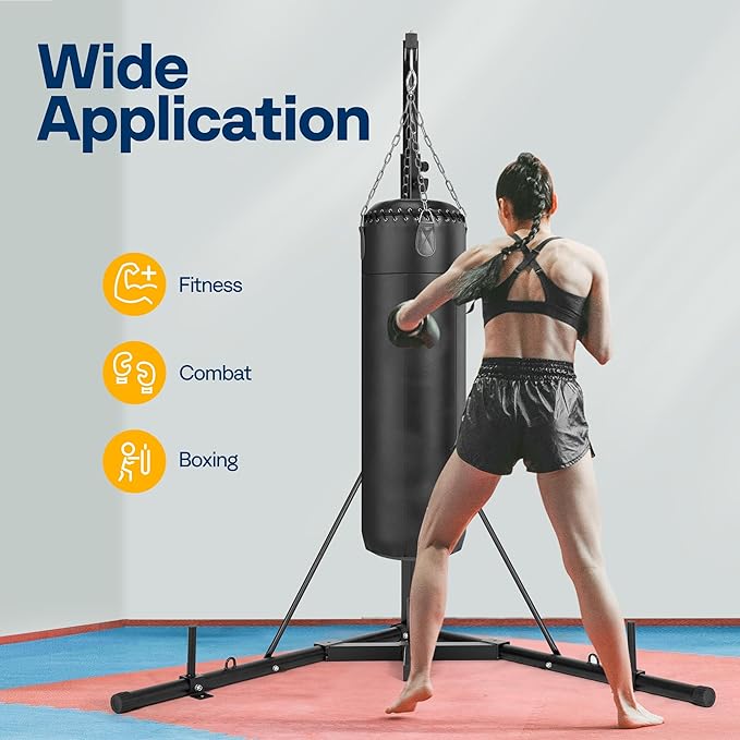 VIVOHOME Height Adjustable Foldable Heavy Duty Boxing Punching Bag Stand Steel Sandbag Rack Freestanding Up to 132 lbs for Home Fitness Stable
