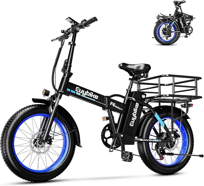 Foldable Electric Bike for Adults, 30+MPH, 48V 20Ah Removable Lithium Battery up to 80Miles, 20" Fat Tire 1000W Peak Motor Dirt Ebike Adult Electric Bicycle for Commute Beach Mountain E Bike