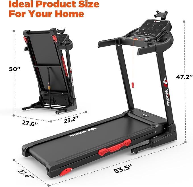 3.5HP Folding Treadmills for Home with Incline Optional, 300 lbs Capacity, 8.0MPH Speed, 17'' Wide Belt, App, Bluetooth Connection, 64 Programs, USB Charging Port, BMI Detector for Home Use