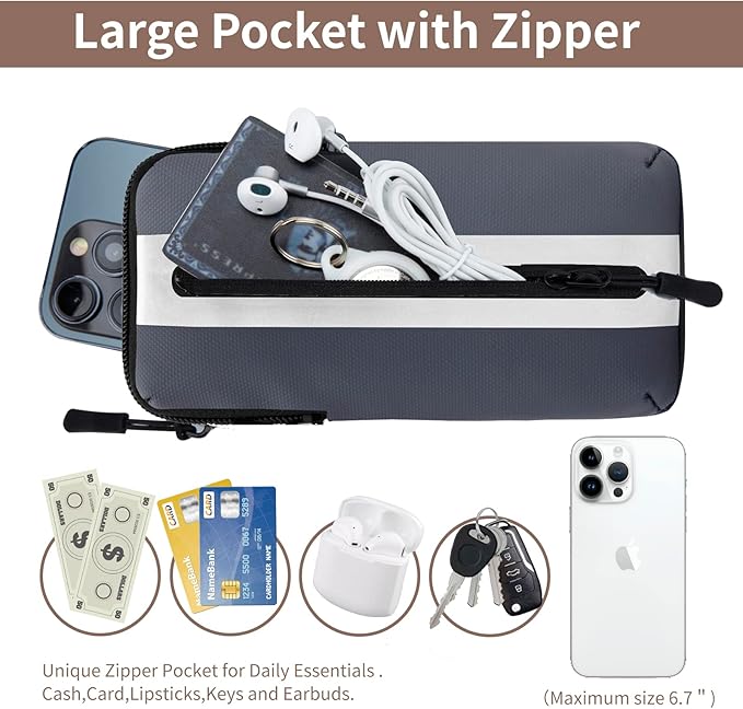 Running Phone Holder Armband, iPhone Arm Bands for Exercise, Running Arm Bands for Cell Phone, Phone Purse Cell Phone Holder for Walking (Grey)