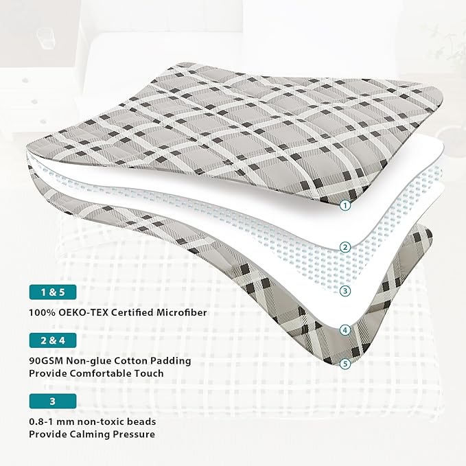L'AGRATY Weighted Blanket - 60"x80" 17lbs Cooling Breathable Heavy Blanket Microfiber Material with Glass Beads for Adult All-Season Summer Fall Winter Soft Thick Comfort