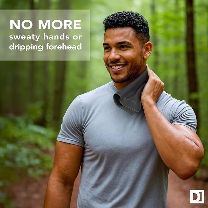 Pocket-Sized Sweat Towels - The Original Sweat Absorbing Handkerchiefs - Quick-Dry Microfiber Sweat Rags for Face, Hands, & Body - Men & Women - Gym, Sports, and Work (Dark Grey: 5 Pack)
