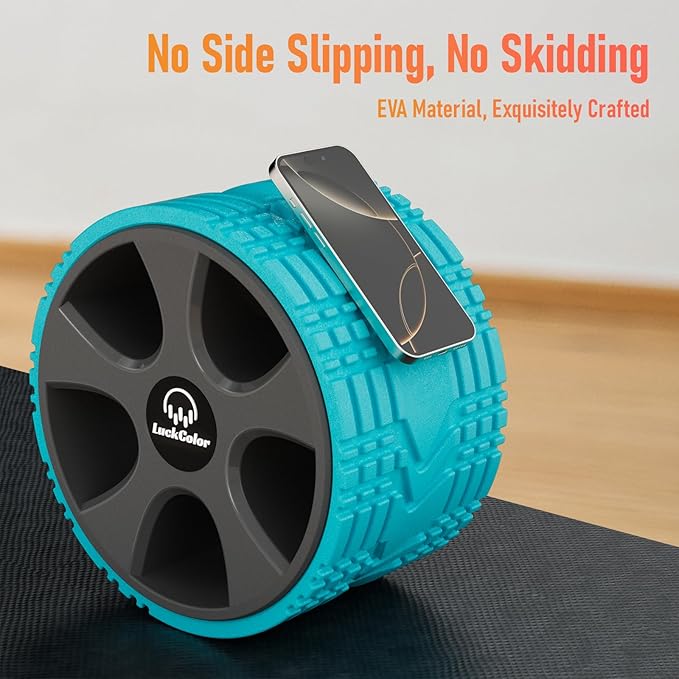 Back Roller, Back Wheel Targeted Back Pain Relief, Yoga Wheel Muscle Massage, Foam Roller for Trigger Point Therapy Physical, Stretching & Exercise, 880lbs Capacity, 10 Inch (Acid Blue+Grey)