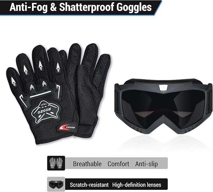 Youth Dirt Bike Helmet DOT Certified - Full Face Motorcycle Helmet for Off-Road, ATV, Street Riding, Includes Adjustable Goggles & Protective Gloves