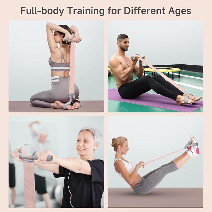 Fabric Resistance Band with Handles, 120lb Full-Body Excercise Band, Non-Slip Elastic Bands for Strength Muscle Training, Stretch Band Workout Equipment for Leg Arm Chest Core Wrist Ankle