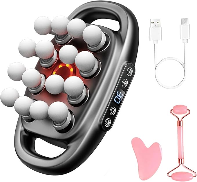 Zevessa Massager - Relief Wave Pro 3, Reliefwave Massager - 16-Head Massage Gun Set, 30 Intensity Levels with 16 Massage Heads, Quiet Percussion Massagers for Legs, Waist, Buttocks Muscles (Black)