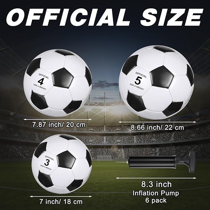 6 Pcs Operation Christmas Soccer Ball Bulk with Pump Needles, Size 3 4 5 Deflated Soccer Ball Gift for Youth Adult Game Training Practice Christian Charity Donation Supplies