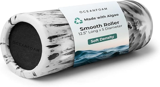 Oceanfoam Smooth Soft Foam Roller (Black Marbled) - Beginner, Travel Sized Low Density Foam Roller for Home & Gym, Physical Therapy, Back Pain, & Exercise - Yoga & Athletics (12.5" x 5")