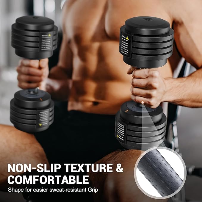Adjustable Dumbbells Set of 2, 1 Hand Adjustable Weights Dumbbells Set, 5 in 1/10 in 1 Free Dumbbell with Anti-Slip Texture Handle, 25/55/80lb Pair Weight Set For Home Gym Suit both Men and Women