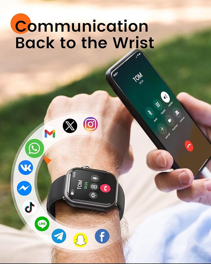 Smart Watch for Men for iPhone&Android: 100 Day+Battery Life, Smart Watch(Answer/Make Calls) with SpO2 Sleep Heart Rate Monitor,5ATM Waterproof,Fitness Tracker with 120+Sport,Reloj Inteligente Black