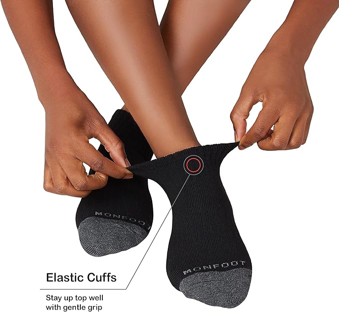 MONFOOT Men's/Women's 6 Pairs Daily Cushion Comfort Fit Performance Quarter Ankle Socks Multipack