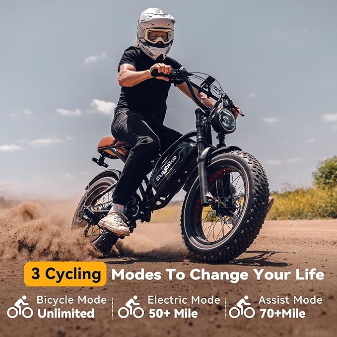 1500W Electric Bike for Adults,48V 20/60Ah Removable Battery Max Range 80Miles & 30MPH Electric Bicycle,20''ร4" Fat Tire Ebike,Adult Electric Bicycles for Commute Beach Snow,E-Bike UL Certified
