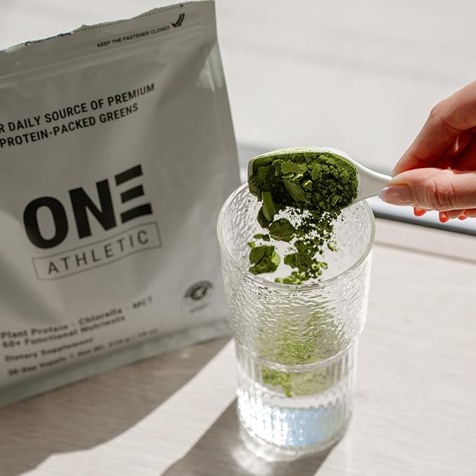 ON3 Athletic Protein Greens Supplement with chlorella, eleuthero and MCT Powder (30 Servings, Herbal)