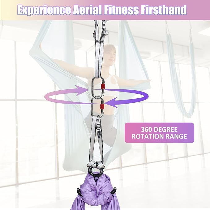 Aerial Silks Kit & Aerial Yoga Hammock - 11Yd Premium Fabric Hardware - Easy Setup for Flying Yoga, Aerial Swing & Fitness - Supports Up to 14ft Rigging