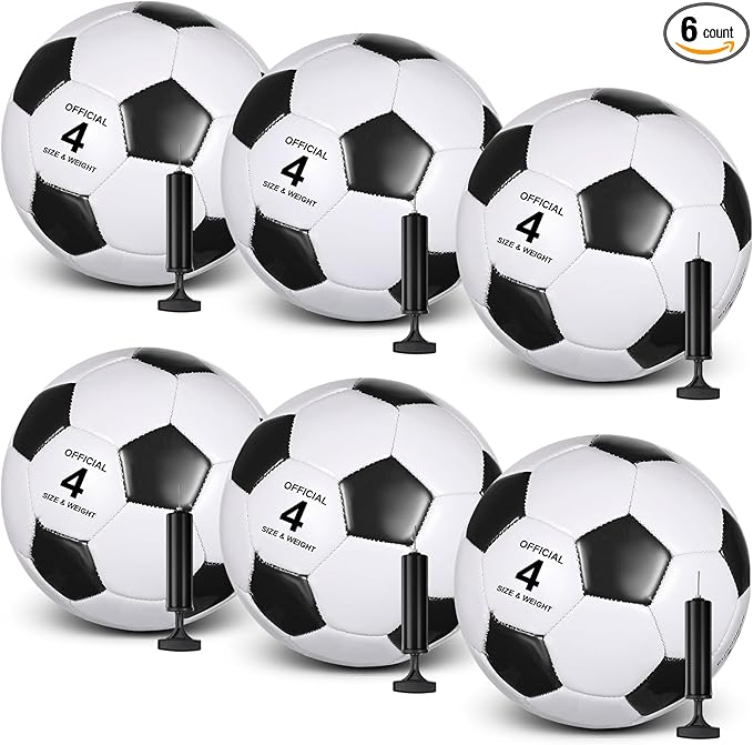 6 Pcs Operation Christmas Soccer Ball Bulk with Pump Needles, Size 3 4 5 Deflated Soccer Ball Gift for Youth Adult Game Training Practice Christian Charity Donation Supplies