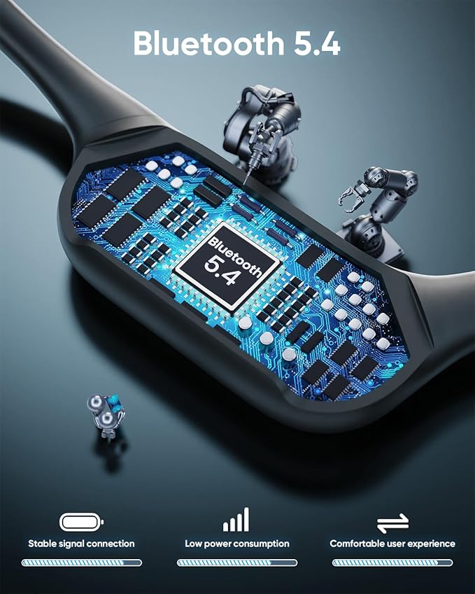 Swimming Headphones IP68 Waterproof, Bone Conduction Headphones MP3 Player Built-in 32G Memory, Bluetooth 5.4 Wireless Headset, Open Earphones Sports Suitable for Running, Cycling, Exercise