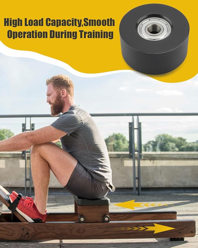 Rowing Machine Seat Wheels for Various Resistance Rowing Machines, Fitness Trolley Seat Rail Rollers Water Resistance