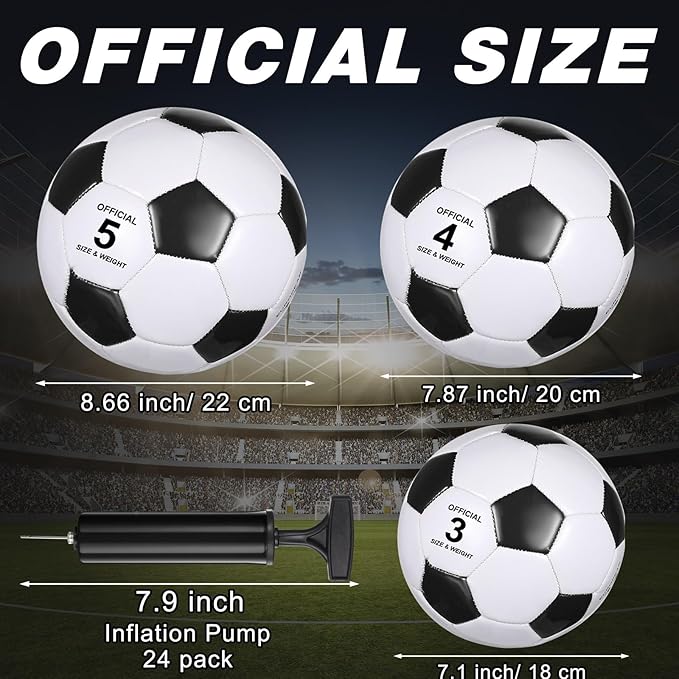 Sotiff 24 Pcs Size 5/4 Soccer Ball Bulk with 24 Pump Deflated Soccer Balls for Kids Teen Football Bulk for Game Training School Team Sports Adults Player Practice Outdoor
