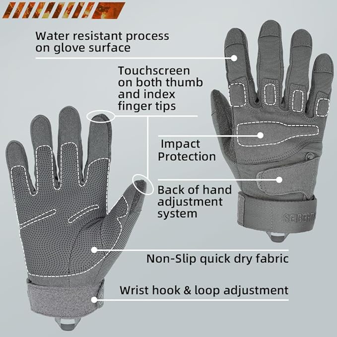 Seibertron Adult Or Youth S.O.L.A.G Sports Outdoor Water Resistant Full Finger Touchscreen Gloves