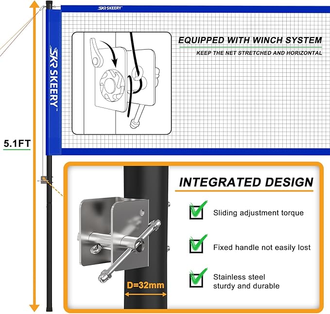 Professional Badminton Set with Winch System,Portable Badminton Net includes Carbon Aluminum Badminton Rackets Set of 4,3 Shuttlecocks and Carrying Bag,Badminton Sets for Backyards,Beach