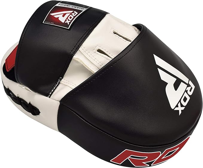 RDX Boxing Pads Focus Mitts, Maya Hide Leather Curved Hook and Jab Target Hand Pads, Great for MMA, Kickboxing, Martial Arts, Muay Thai, Karate Training, Padded Punching, Coaching Strike Shield