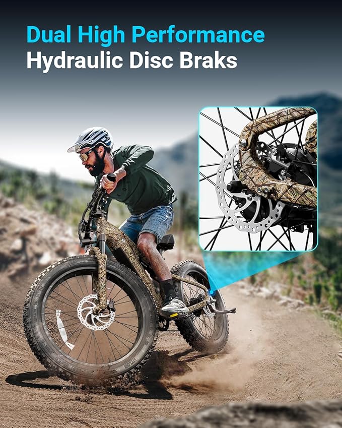 Electric Bike for Adults 1350W Peak, 48V 20AH Battery Ebike, 26" Fat Tire Full Suspension Electric Mountain Bike, 80 Miles Range, 28 MPH, 8 Speed, Torque Sensor, Labrador Pro