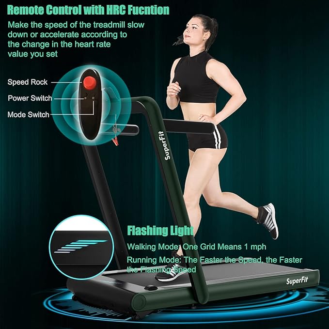 GYMAX Walking Pad, 4.75HP Under Desk Treadmill with LED Touch Screen, App Control, Built-in Speaker & Handle, 2 in 1 Folding Compact Portable Treadmill for Home Small Space