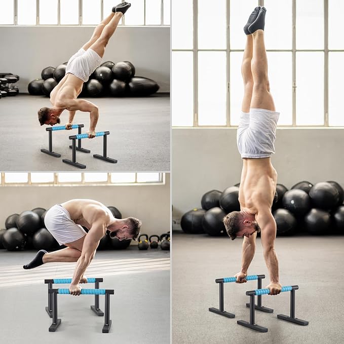 Strength Training Parallettes I-Sit Push Up Bars, Pushup Handles Calisthenics Equipment for Home Workout, Anti-slip Gymnastics Bars, Handstand & Dip Bar for Outdoor Exercise