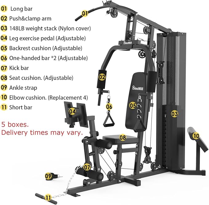 SincMill Home Gym Multifunctional Full Body Workout Equipment for Home Exercise Fitness