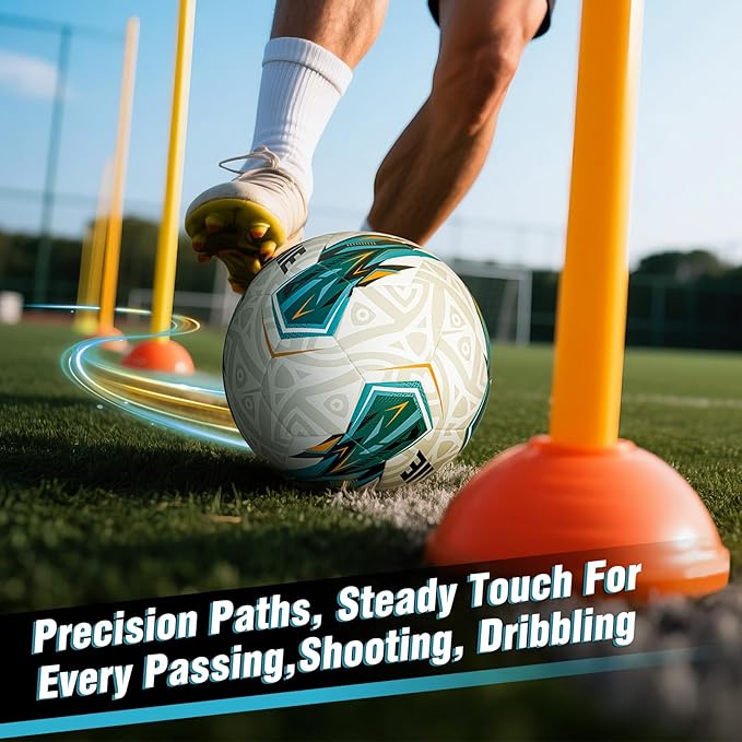 Soccer Ball Size 5 for All Age Recreational or Professional Outdoor Practice, PU Official Size&Weight, Size 5 Soccer Ball for Boys Youth Adults College Team, Ideal Gifts with Pump and Carry Net