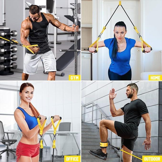 WALITO Resistance Bands Set - Exercise Bands with Handles, Door Anchor, Legs Ankle Straps, for Heavy Resistance Training, Physical Therapy, Muscle Training, Yoga, Home Workouts