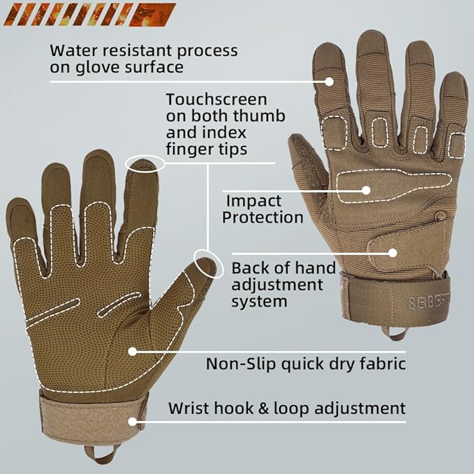 Seibertron Adult Or Youth S.O.L.A.G Sports Outdoor Water Resistant Full Finger Touchscreen Gloves