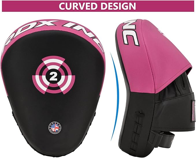 RDX Boxing Pads Focus Mitts, Maya Hide Leather Curved Hook and Jab Target Hand Pads, Great for MMA, Kickboxing, Martial Arts, Muay Thai, Karate Training, Padded Punching, Coaching Strike Shield
