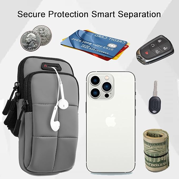 Phone Arm Bands for Running, Armband Cell Phone Holder for Exercise (Gray)