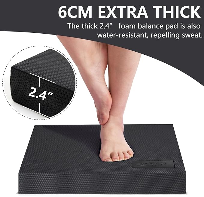nuveti Large Balance Pad - TPE Non-Slip Mat for Fitness & Balance Exercises,Yoga, Physical Therapy, Knee Cushion Slip Resistant Foam Mat for Yoga & Balance Training, Board Foam for Strength Training, Kneeling Pads for Home Gym Exercise(20''x16''x2.4'')