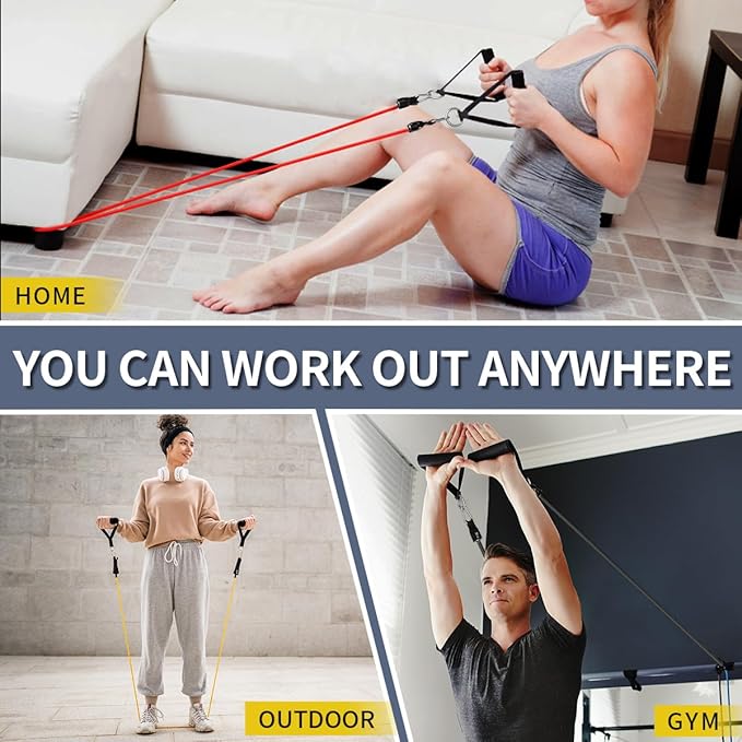 WHATAFIT Resistance Bands, Exercise Bands,Resistance Bands for Working Out, Work Out Bands with Handles for Men and Women Fitness, Strength Training Home Gym Equipment