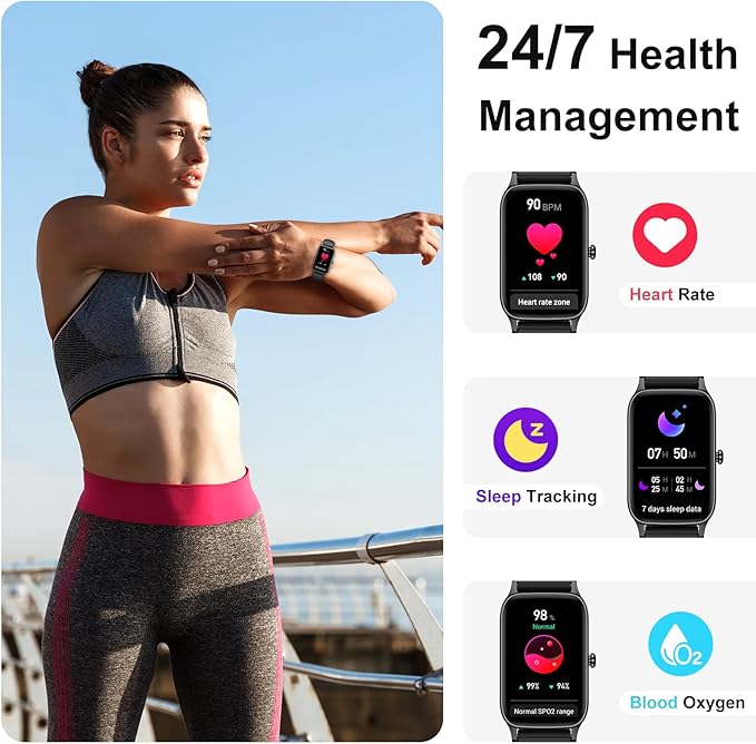 Smart Watch (Answer/Make Call), 2025 New Fitness Tracker for Men Women 1.57” HD Fitness Watch, Heart Rate/Sleep Monitor/Pedometer/Calories, 113+ Sports IP68 Waterproof Activity Tracker for Android iOS
