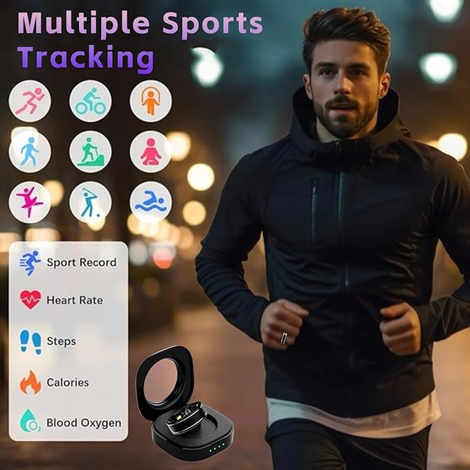 Smart Ring for Men Women – Fitness Tracker Ring with Heart Rate, SpO2, Blood Pressure, Sleep Monitoring, Step & Calorie Counter, No Subscription Fee, iOS & Android Compatible (Black, 12)