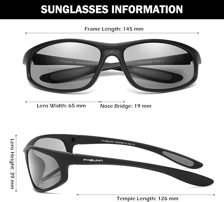 FAGUMA Polarized Sports Sunglasses For Men Cycling Driving Fishing UV400 Protection