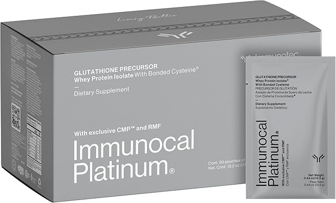 Immunocal Platinum Glutathione Precursor – Whey Protein Isolate, Anti-Aging, Skin + Cell Renewal, Immune Support, Detox + Bone Support | Fat and Sugar Free, Lactose-Intolerant Friendly | 30 Servings