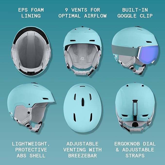 Retrospec Zephyr Ski Helmet - Snowboard Helmet for Adults & Youth - Adjustable Fit with Breathable Vents for Men, Women, Boys and Girls